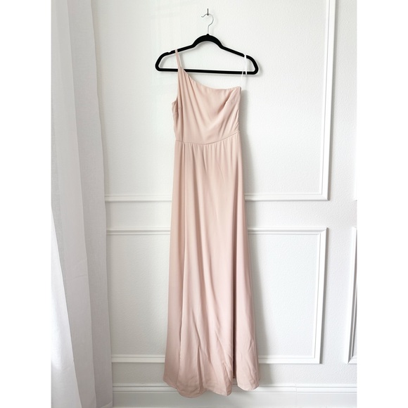 NEW Show Me Your Mumu Shannon One-Shoulder Chiffon Maxi Dress Dusty Blush Crisp - Picture 4 of 11